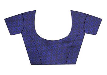 Blue printed art silk saree with blouse 4