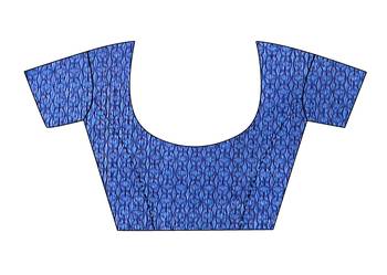 Blue printed art silk saree with blouse 4