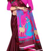 Purple printed art silk saree with blouse