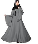 Justkartit Women'S Outdoor Wear Plain Nida Umbrella Abaya Burka With Chiffon Hijab