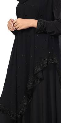 Justkartit Women'S Casual Wear Diamond Lycra Abaya Burqa With Attached Chiffon Jacket And Hijab Scarf 6