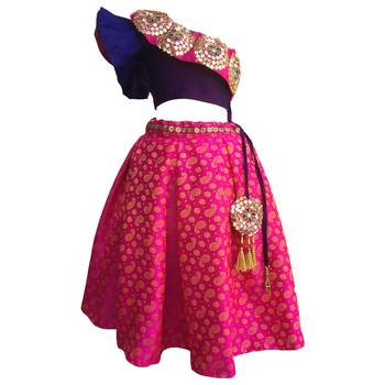 Blue  blouse ,printed Rani chaniya indowestern,designer Lehenha choli  without chunni 1