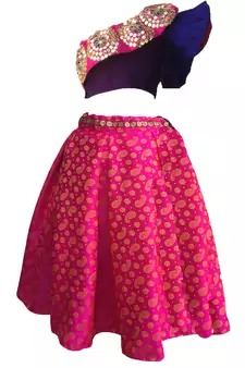 Blue  blouse ,printed Rani chaniya indowestern,designer Lehenha choli  without chunni