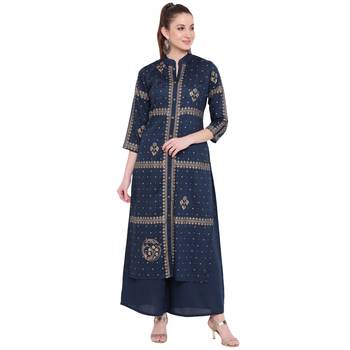 Navyblue printed rayon kurtasandkurtis 1