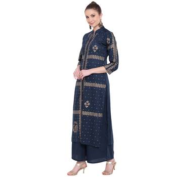 Navyblue printed rayon kurtasandkurtis 3