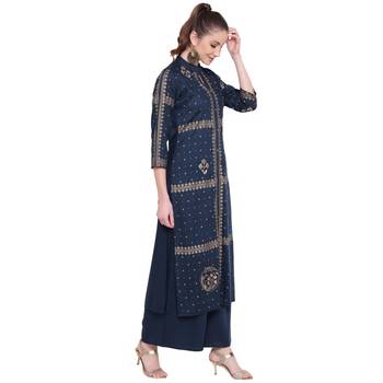 Navyblue printed rayon kurtasandkurtis 4