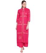 Pink printed rayon kurtas-and-kurtis
