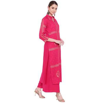Pink printed rayon kurtas-and-kurtis 4