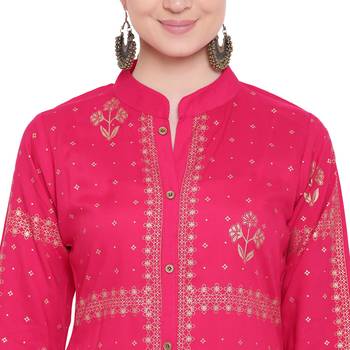 Pink printed rayon kurtas-and-kurtis 5