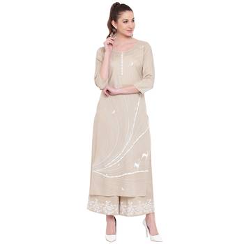 Beige printed rayon kurtasandkurtis 1