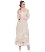 Beige printed rayon kurtasandkurtis