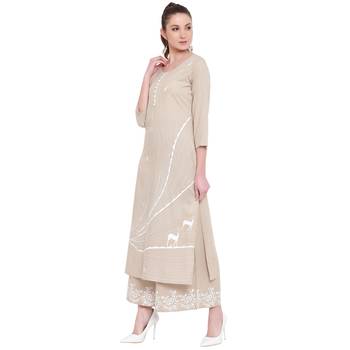 Beige printed rayon kurtasandkurtis 3
