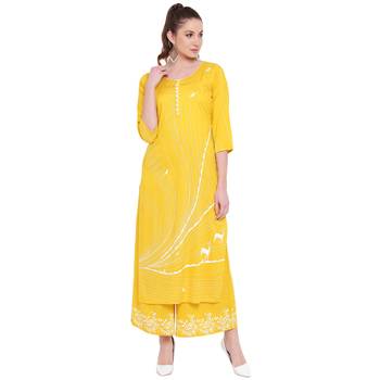 Yellow printed rayon kurtasandkurtis 1