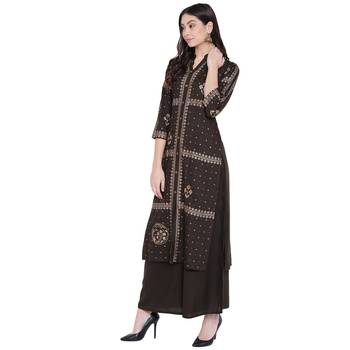 Green printed rayon kurtas-and-kurtis 3