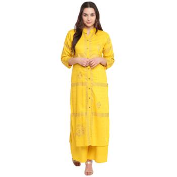 Yellow printed rayon kurtasandkurtis 1