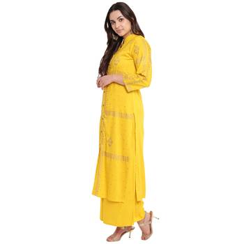 Yellow printed rayon kurtasandkurtis 3