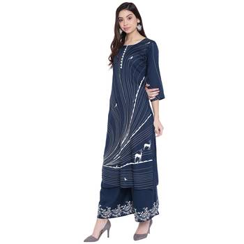 Navyblue printed rayon kurtasandkurtis 3