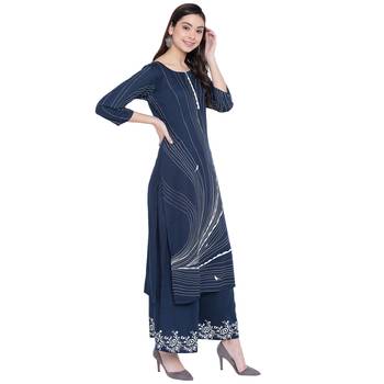 Navyblue printed rayon kurtasandkurtis 4