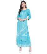 Turquoise printed rayon kurtasandkurtis
