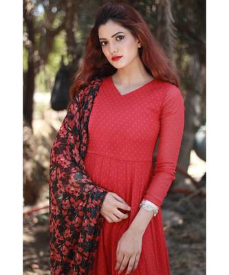 RED printed Georgette stitched georgette kurtis 2