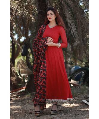 RED printed Georgette stitched georgette kurtis 3
