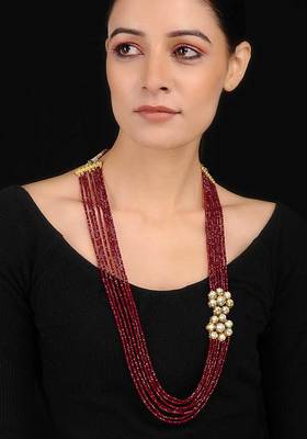 Red Kundan Inspired Crystal Necklace
 1