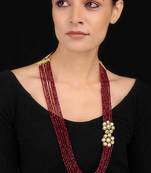 Red Kundan Inspired Crystal Necklace
