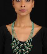 Green Gold Tone Kundan Inspired Jade Necklace
