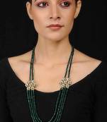 Green Gold Tone Kundan Inspired Jade Necklace
