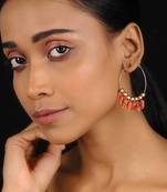 Orange Gold Tone Agate Hoops
