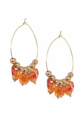 Orange Gold Tone Agate Hoops
 2