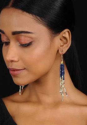 Blue-Gold Tassel Earrings
 1