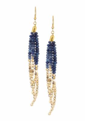 Blue-Gold Tassel Earrings
 2