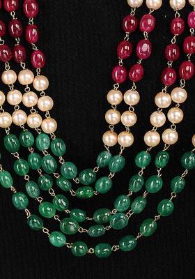 Multicolored Onyx Necklace With Pearls
 2