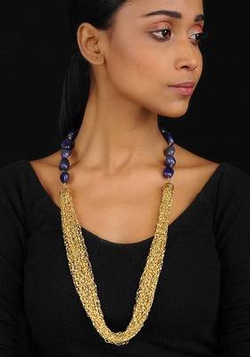 Blue-Gold Agate Necklace
 1
