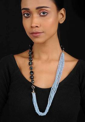 Black-Blue Crystal Beaded Necklace
 1
