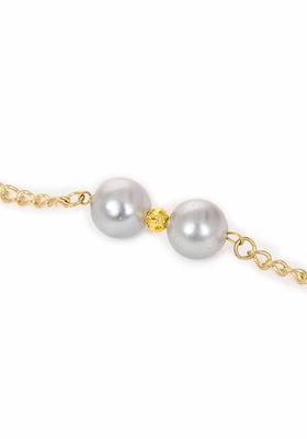 Grey Gold Tone Pearl Anklets
 3
