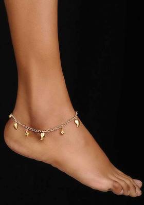 Gold Tone Pearl Anklets
 1