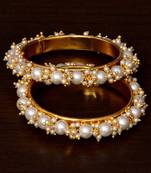 Gold Plated Seed Pearled Designer Bangles for Women BD319