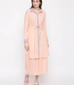 Peach plain Cotton kurta sets