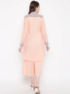 Peach plain Cotton kurta sets 4