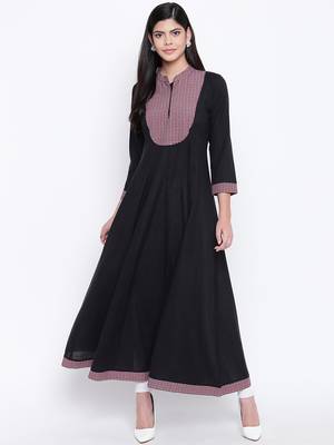Black plain Cotton kurtis 1
