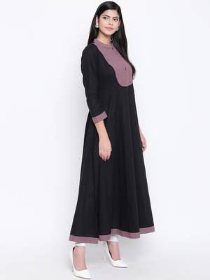 Black plain Cotton kurtis 3