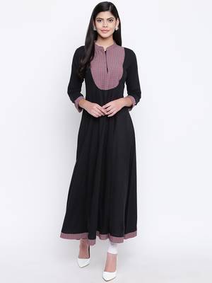 Black plain Cotton kurtis 5