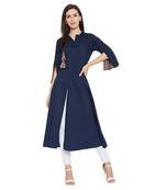 blue plain Cotton kurtis