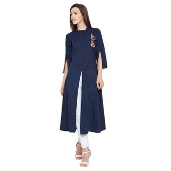 blue plain Cotton kurtis 2