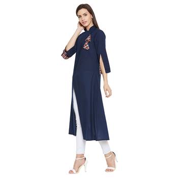 blue plain Cotton kurtis 3