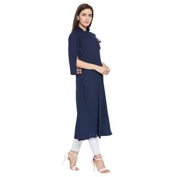 blue plain Cotton kurtis 4