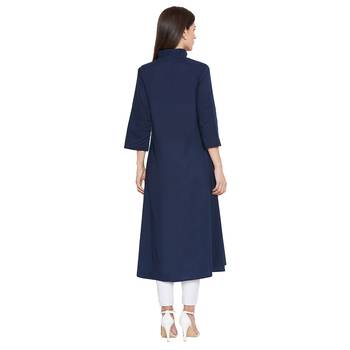 blue plain Cotton kurtis 5