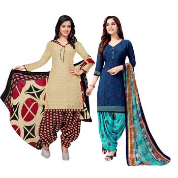 Beige Printed Blended Cotton Salwar 1